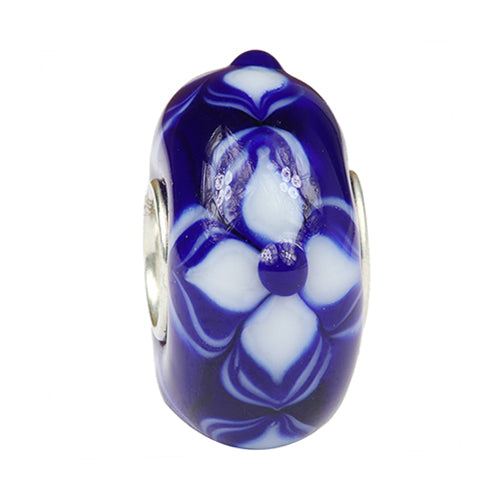  Ogerbeads Delft Blue Starflowers Dark Bead by The Alternative Bead 