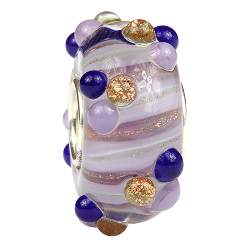 Ogerbeads Lavender Gold Speckles purple and white and blue and gold glass Bead by The Alternative Bead. Your official Ogerbeads Retailer from Germany