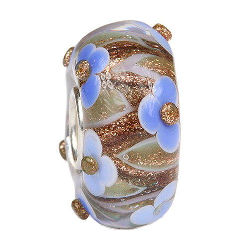 Ogerbeads Bluetiful Flame Flowers blue and gold glass Bead by The Alternative Bead. Your official Ogerbeads Retailer from Germany