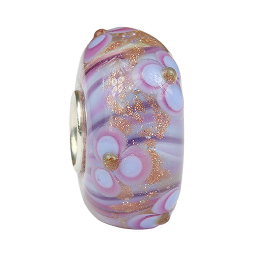 Ogerbeads Rose Moonsparkle Blossom pink and blue and gold glass Bead by The Alternative Bead. Your official Ogerbeads Retailer from Germany