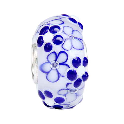 Ogerbeads Delft Blue Flower Meadow Light blue and white glass Bead by The Alternative Bead. Your official Ogerbeads Retailer from Germany