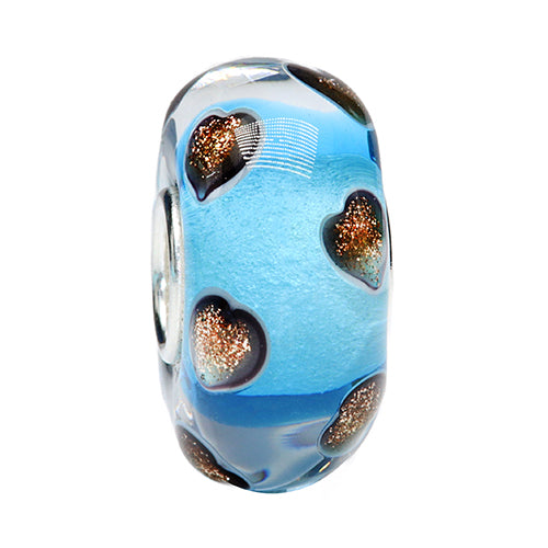 Ogerbeads Water Sparklehearts blue and gold glass Bead by The Alternative Bead. Your official Ogerbeads Retailer from Germany