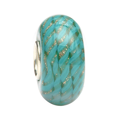 Ogerbeads Turquoise Sparkle Weave blue and gold glass Bead by The Alternative Bead. Your official Ogerbeads Retailer from Germany