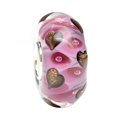 Ogerbeads Radiant Lilac Sparklehearts pink and gold glass Bead by The Alternative Bead. Your official Ogerbeads Retailer from Germany