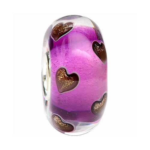 Ogerbeads Violetta Sparklehearts purple and gold glass Bead by The Alternative Bead. Your official Ogerbeads Retailer from Germany