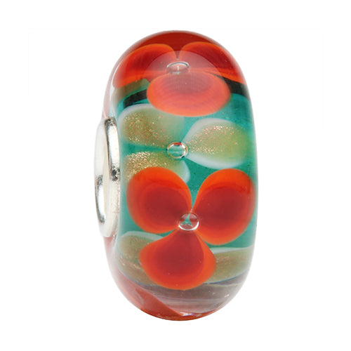Ogerbeads Red Poppy Sparkle Flowers green and red glass Bead by The Alternative Bead. Your official Ogerbeads Retailer from Germany