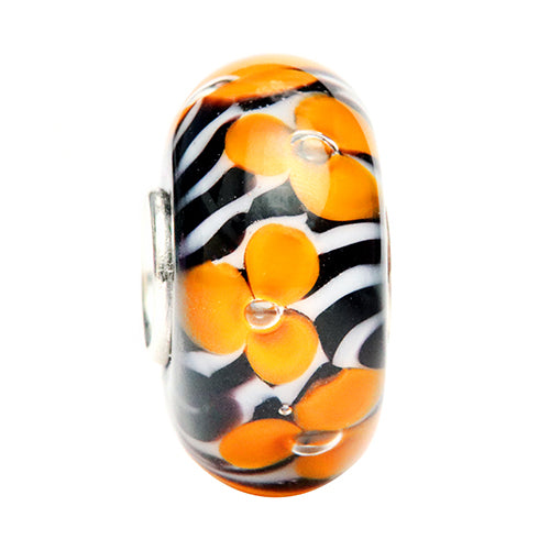 Ogerbeads Sweetcorn Zebra orange and black and white glass Bead by The Alternative Bead. Your official Ogerbeads Retailer from Germany