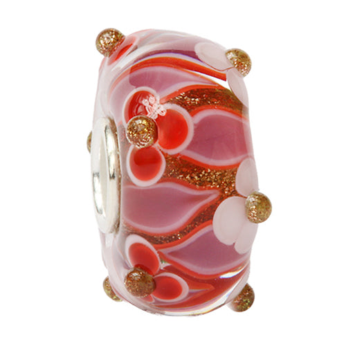 Ogerbeads Moody Berries Flame Flowers red and white and gold glass Bead by The Alternative Bead. Your official Ogerbeads Retailer from Germany