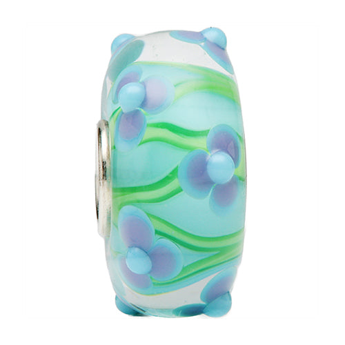 Ogerbeads Rockabilly Flame Flowers blue and green glass Bead by The Alternative Bead. Your official Ogerbeads Retailer from Germany