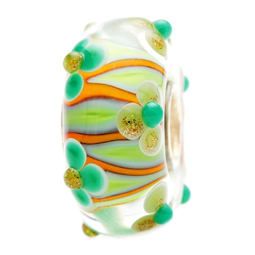Ogerbeads Funky Flame Flowers floral and green glass Bead by The Alternative Bead. Your official Ogerbeads Retailer from Germany