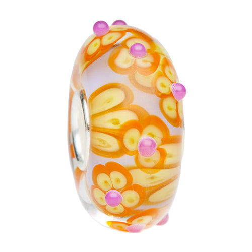 Ogerbeads Dreamy Sunrise Flowers white and orange and yellow glass Bead by The Alternative Bead. Your official Ogerbeads Retailer from Germany