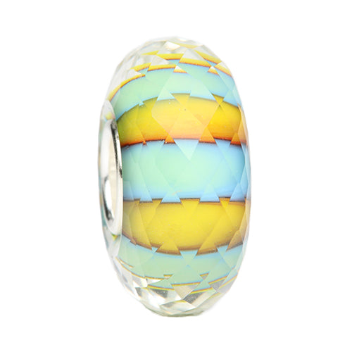 Ogerbeads Sunburst Striped Fragments blue and yellow glass Bead by The Alternative Bead. Your official Ogerbeads Retailer from Germany
