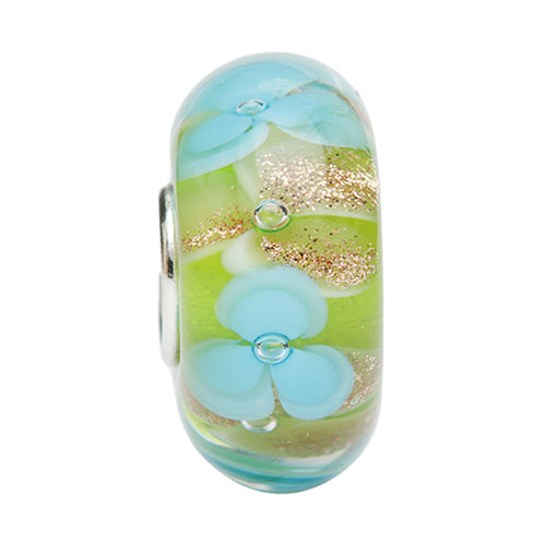 Ogerbeads Blue Lagoon Gold Flowers green and blue and gold glass Bead by The Alternative Bead. Your official Ogerbeads Retailer from Germany