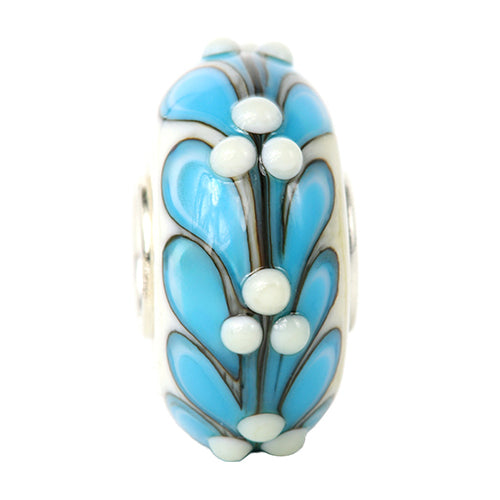 Ogerbeads Ice Leaf Dots blue and white glass Bead by The Alternative Bead. Your official Ogerbeads Retailer from Germany