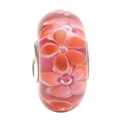 Ogerbeads Coral Pink Playful Blossoms floral; red glass Bead by The Alternative Bead. Your official Ogerbeads Retailer from Germany