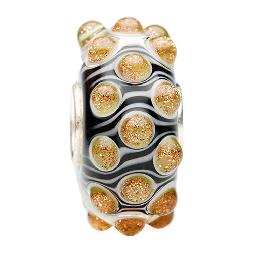 Ogerbeads Gold Zebra Speckles black and white and gold glass Bead by The Alternative Bead. Your official Ogerbeads Retailer from Germany