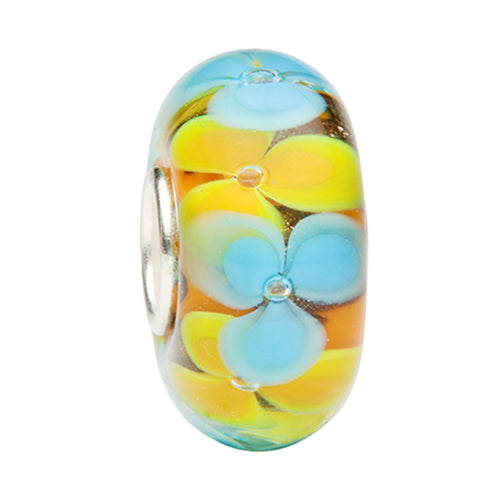 Ogerbeads Carribean Festival Flowers orange and blue and yellow glass Bead by The Alternative Bead. Your official Ogerbeads Retailer from Germany