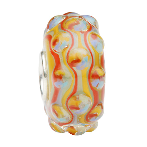 Ogerbeads Carnaval Speckles blue and red and yellow glass Bead by The Alternative Bead. Your official Ogerbeads Retailer from Germany