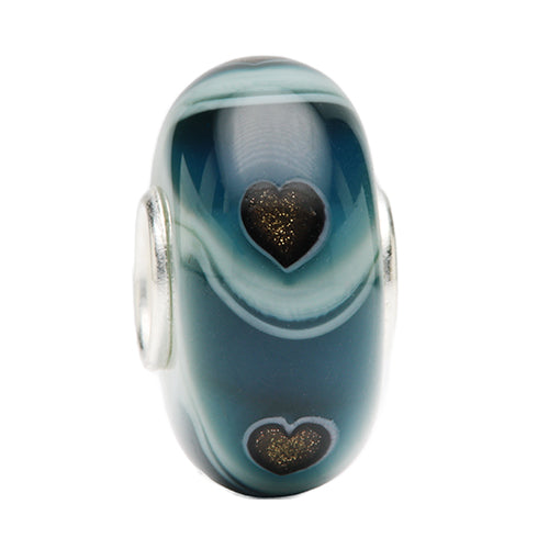 Ogerbeads Sacramento Flux Sparklehearts blue and gold glass Bead by The Alternative Bead. Your official Ogerbeads Retailer from Germany