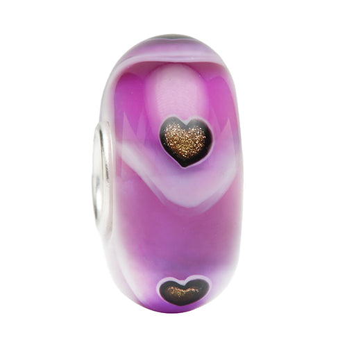 Ogerbeads Violetta Flux Sparklehearts purple and gold glass Bead by The Alternative Bead. Your official Ogerbeads Retailer from Germany