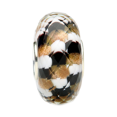 Ogerbeads Gold Allure Puffy Fragments black and white and gold glass Bead by The Alternative Bead. Your official Ogerbeads Retailer from Germany