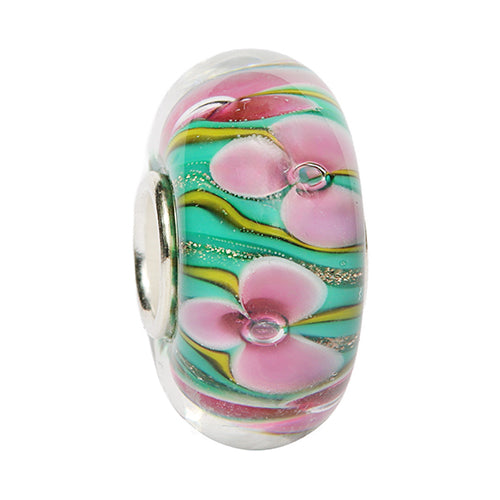 Ogerbeads Anemone Wavelet Flowers green and pink glass Bead by The Alternative Bead. Your official Ogerbeads Retailer from Germany