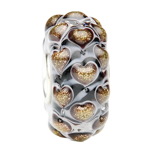 Ogerbeads Obsidian Gold Zebra Sweethearts black and gold glass Bead by The Alternative Bead. Your official Ogerbeads Retailer from Germany