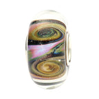 Ogerbeads Pink Nebula Swirls pink; green glass Bead by The Alternative Bead. Your official Ogerbeads Retailer from Germany