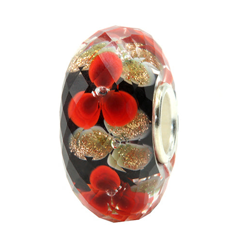 Ogerbeads Lipstick Onyx Gold Flowers Fragments black and red and gold glass Bead by The Alternative Bead. Your official Ogerbeads Retailer from Germany