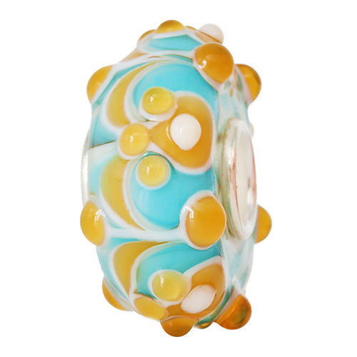 Ogerbeads Walk on the Beach Lace blue and orange glass Bead by The Alternative Bead. Your official Ogerbeads Retailer from Germany