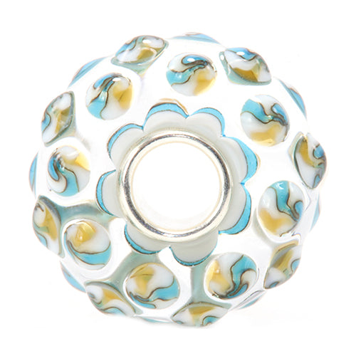 Ogerbeads Beach House Confetti white and blue and orange glass Bead by The Alternative Bead. Your official Ogerbeads Retailer from Germany