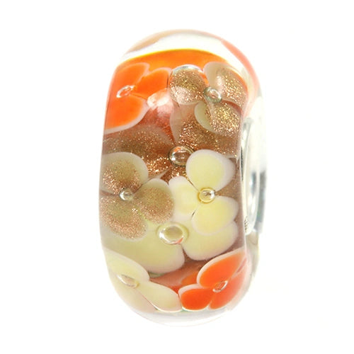 Ogerbeads Vintage Flowers orange; gold glass Bead by The Alternative Bead. Your official Ogerbeads Retailer from Germany