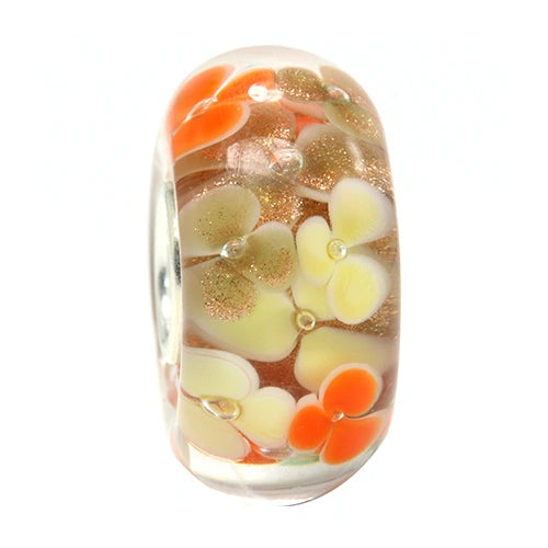 Ogerbeads Vintage Flowers orange; gold glass Bead by The Alternative Bead. Your official Ogerbeads Retailer from Germany