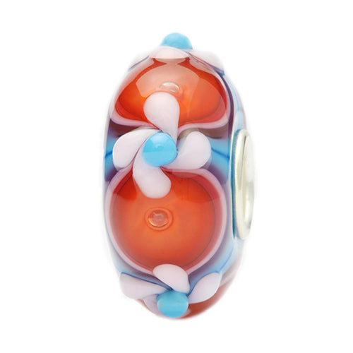 Ogerbeads Cherry Blossom Flower Twister red and blue glass Bead by The Alternative Bead. Your official Ogerbeads Retailer from Germany