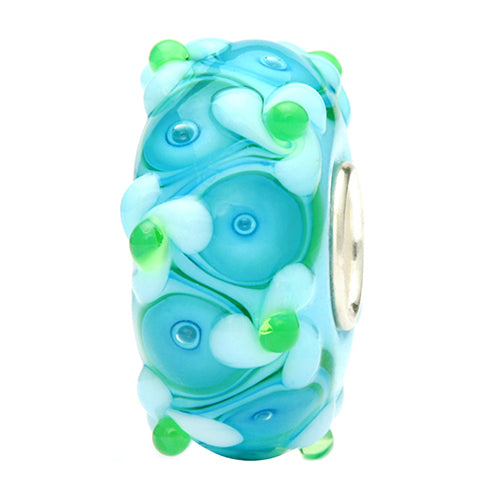 Ogerbeads SeaFoam Flower Field blue and green glass Bead by The Alternative Bead. Your official Ogerbeads Retailer from Germany
