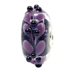 Ogerbeads Purple Glitter Blue Leaf Dots black; purple glass Bead by The Alternative Bead. Your official Ogerbeads Retailer from Germany