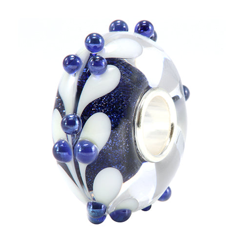 Ogerbeads Blue Ice Leaf Dots blue and white glass Bead by The Alternative Bead. Your official Ogerbeads Retailer from Germany