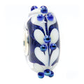 Ogerbeads Blue Ice Leaf Dots blue and white glass Bead by The Alternative Bead. Your official Ogerbeads Retailer from Germany