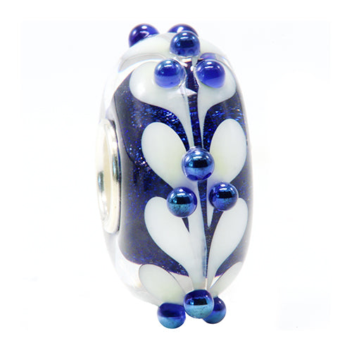 Ogerbeads Blue Ice Leaf Dots blue and white glass Bead by The Alternative Bead. Your official Ogerbeads Retailer from Germany