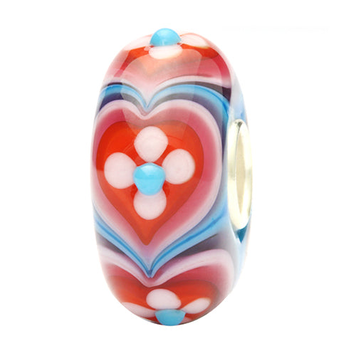 Ogerbeads Cherry Blossom Flower Hearts red and blue glass Bead by The Alternative Bead. Your official Ogerbeads Retailer from Germany