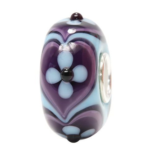 Ogerbeads Lavender Blue Flower Hearts purple and blue glass Bead by The Alternative Bead. Your official Ogerbeads Retailer from Germany