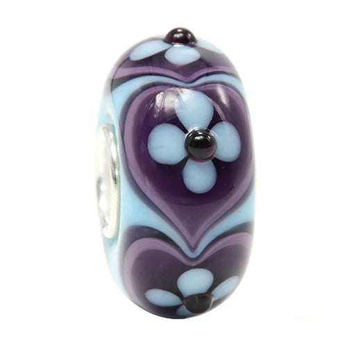 Ogerbeads Lavender Blue Flower Hearts purple and blue glass Bead by The Alternative Bead. Your official Ogerbeads Retailer from Germany