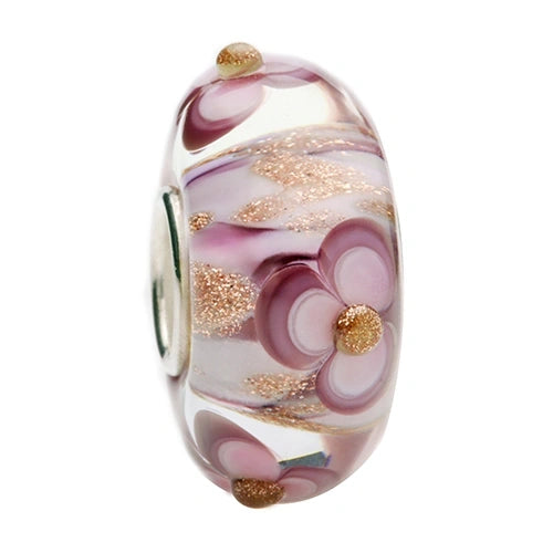 Ogerbeads Purple Rose Pixiedust Flowers purple; gold; floral glass Bead by The Alternative Bead. Your official Ogerbeads Retailer from Germany