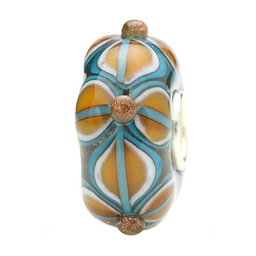 Ogerbeads Beach House Fire Flowers blue; yellow glass Bead by The Alternative Bead. Your official Ogerbeads Retailer from Germany