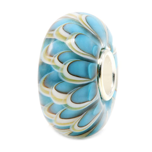 Ogerbeads Beach House Chrysantium blue and beige glass Bead by The Alternative Bead. Your official Ogerbeads Retailer from Germany
