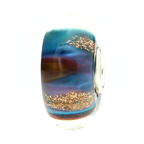Ogerbeads Midnight GoldRush blue; gold glass Bead by The Alternative Bead. Your official Ogerbeads Retailer from Germany