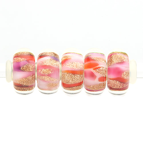 Ogerbeads Sweetheart GoldRush red and gold and pink glass Bead by The Alternative Bead. Your official Ogerbeads Retailer from Germany