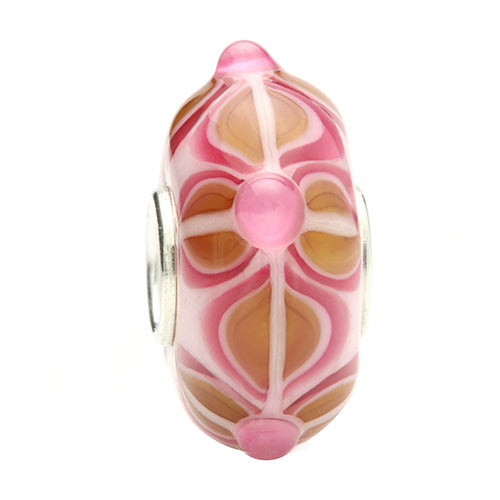 Ogerbeads Maple Pink Fire Flowers pink and beige glass Bead by The Alternative Bead. Your official Ogerbeads Retailer from Germany