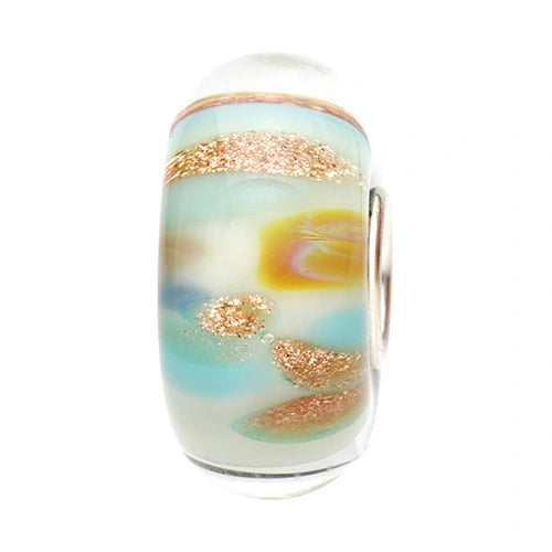 Ogerbeads Sea Goddess GoldRush blue; white; gold glass Bead by The Alternative Bead. Your official Ogerbeads Retailer from Germany