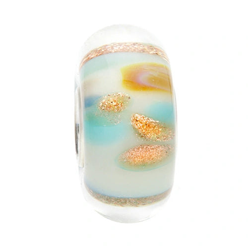 Ogerbeads Sea Goddess GoldRush blue; white; gold glass Bead by The Alternative Bead. Your official Ogerbeads Retailer from Germany